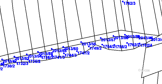 Parcela st. 2013/56 v KÚ Moravany u Kyjova, Katastrální mapa