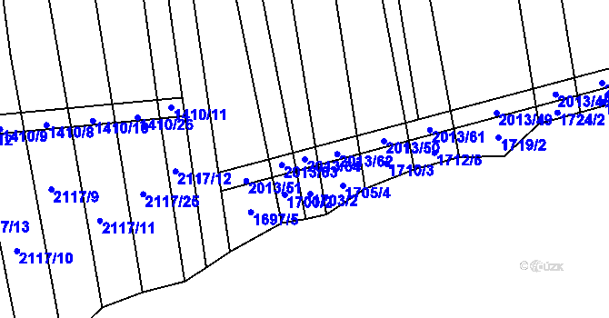 Parcela st. 2013/64 v KÚ Moravany u Kyjova, Katastrální mapa
