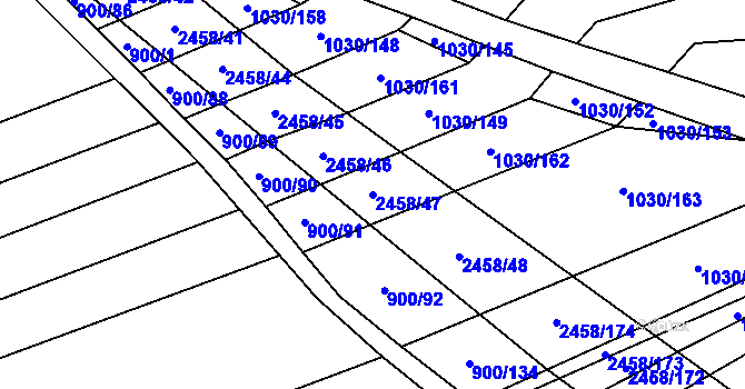 Parcela st. 2458/47 v KÚ Moravany u Kyjova, Katastrální mapa
