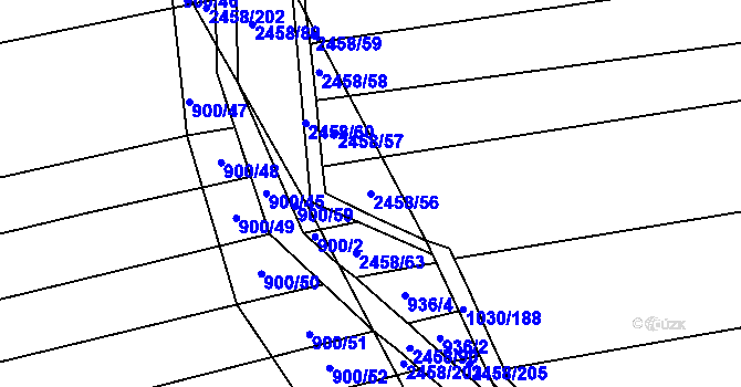 Parcela st. 2458/56 v KÚ Moravany u Kyjova, Katastrální mapa