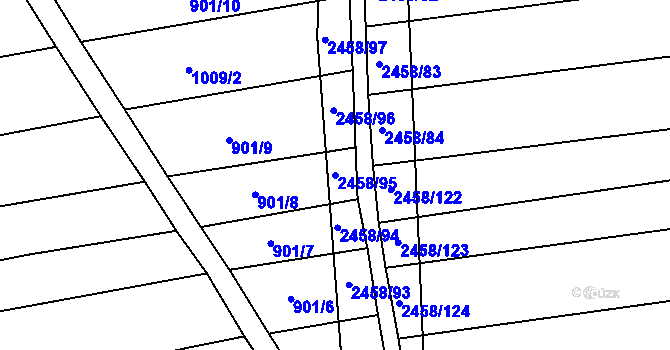 Parcela st. 2458/95 v KÚ Moravany u Kyjova, Katastrální mapa
