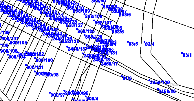 Parcela st. 2458/131 v KÚ Moravany u Kyjova, Katastrální mapa
