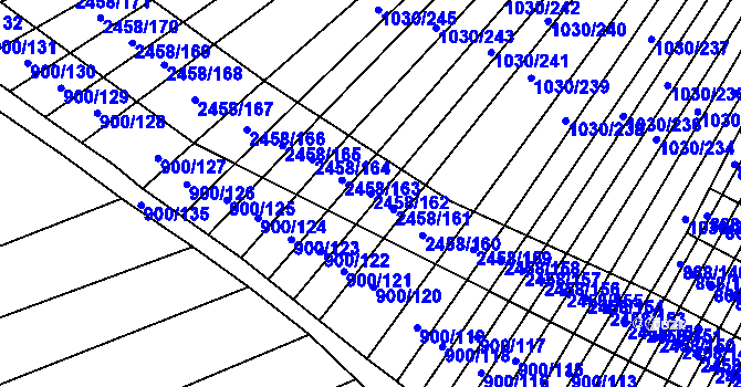Parcela st. 2458/162 v KÚ Moravany u Kyjova, Katastrální mapa