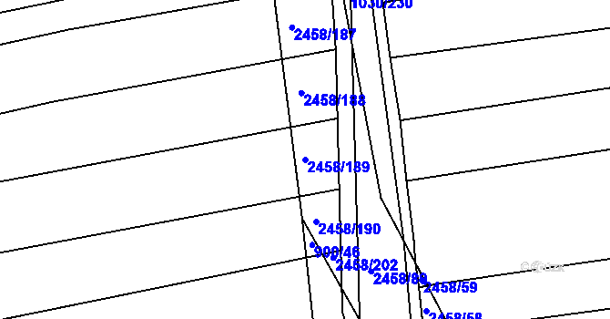 Parcela st. 2458/189 v KÚ Moravany u Kyjova, Katastrální mapa