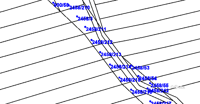 Parcela st. 2458/213 v KÚ Moravany u Kyjova, Katastrální mapa