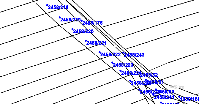 Parcela st. 2458/222 v KÚ Moravany u Kyjova, Katastrální mapa