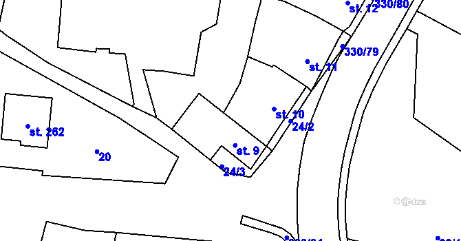 Parcela st. 9 v KÚ Moravec, Katastrální mapa