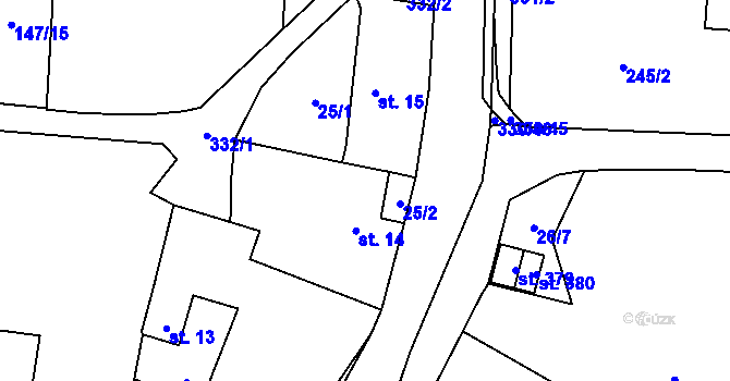 Parcela st. 14 v KÚ Moravec, Katastrální mapa