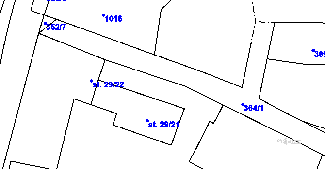 Parcela st. 29/21 v KÚ Moravec, Katastrální mapa