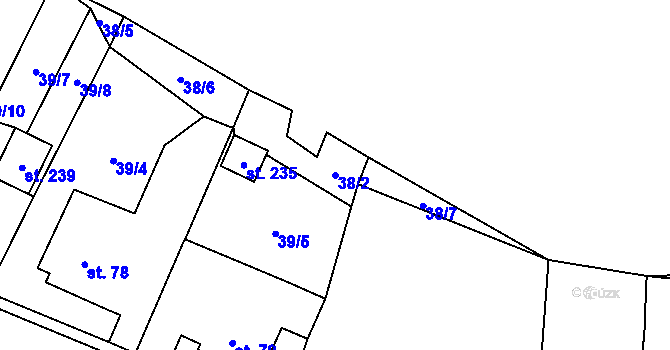 Parcela st. 38/2 v KÚ Moravec, Katastrální mapa