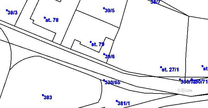 Parcela st. 39/6 v KÚ Moravec, Katastrální mapa