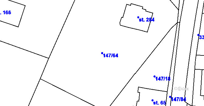 Parcela st. 147/64 v KÚ Moravec, Katastrální mapa