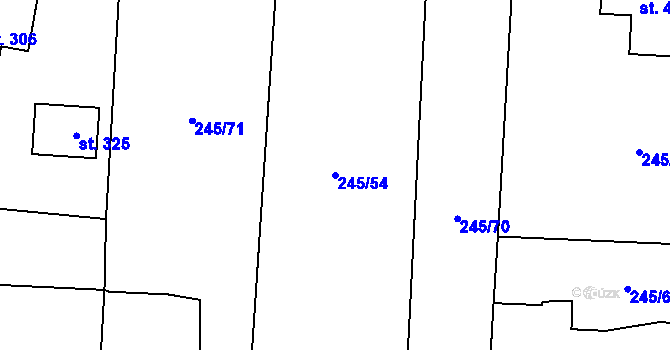Parcela st. 245/54 v KÚ Moravec, Katastrální mapa