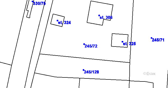 Parcela st. 245/72 v KÚ Moravec, Katastrální mapa