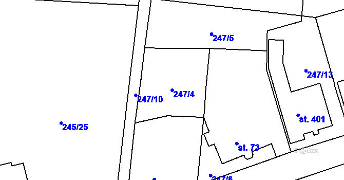 Parcela st. 247/4 v KÚ Moravec, Katastrální mapa