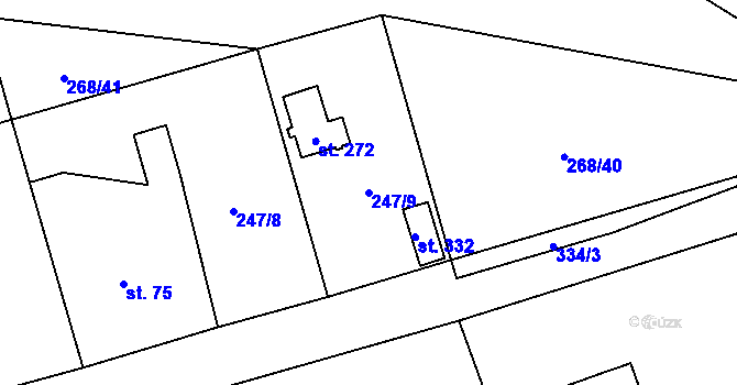 Parcela st. 247/9 v KÚ Moravec, Katastrální mapa