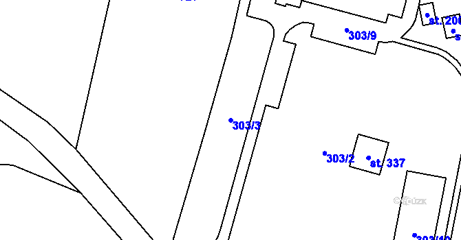 Parcela st. 303/3 v KÚ Moravec, Katastrální mapa
