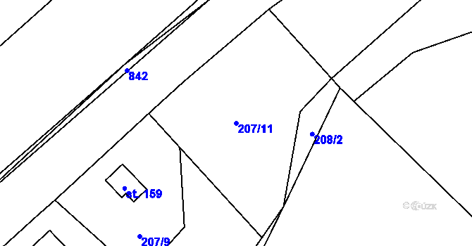 Parcela st. 207/11 v KÚ Moravec, Katastrální mapa