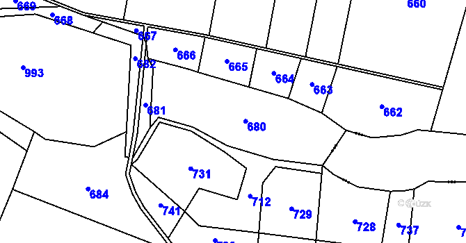 Parcela st. 257/1 v KÚ Moravec, Katastrální mapa