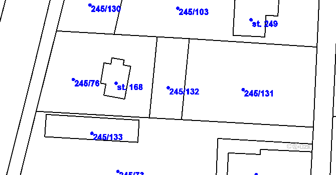 Parcela st. 245/132 v KÚ Moravec, Katastrální mapa
