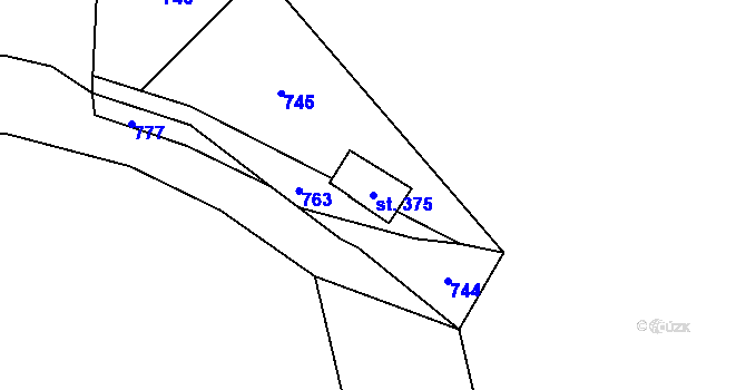 Parcela st. 375 v KÚ Moravec, Katastrální mapa