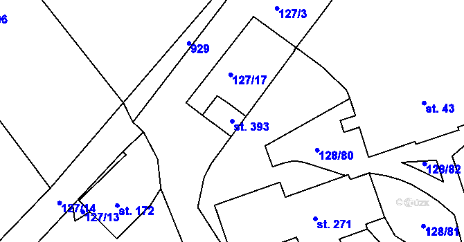 Parcela st. 393 v KÚ Moravec, Katastrální mapa