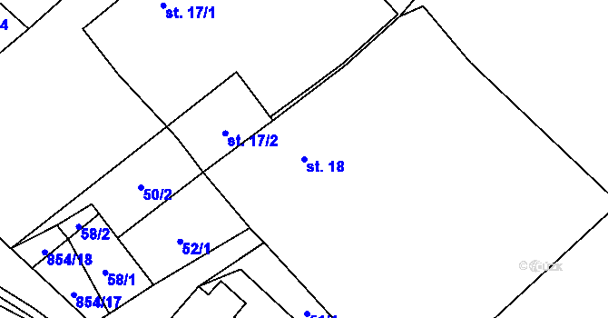 Parcela st. 18 v KÚ Pikárec, Katastrální mapa