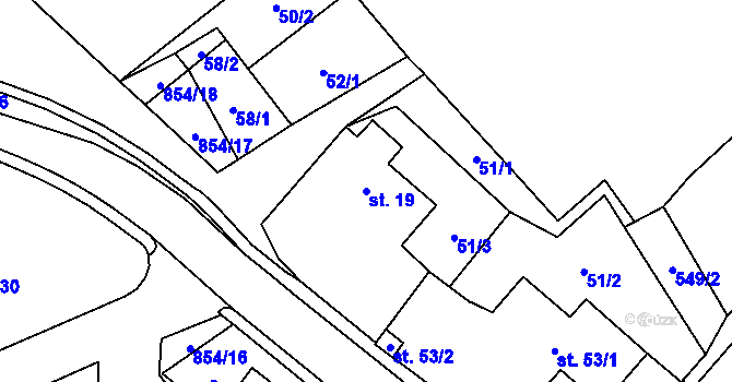 Parcela st. 19 v KÚ Pikárec, Katastrální mapa