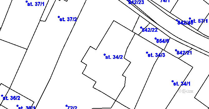 Parcela st. 34/2 v KÚ Pikárec, Katastrální mapa