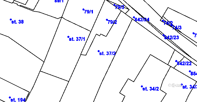 Parcela st. 37/2 v KÚ Pikárec, Katastrální mapa