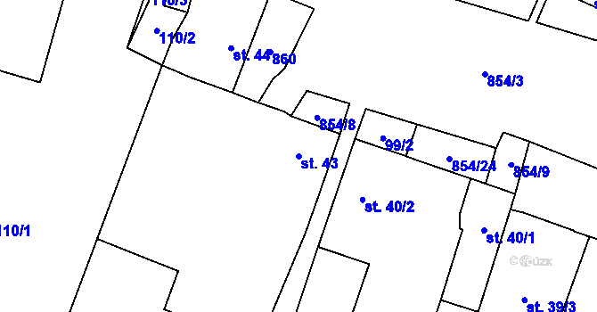 Parcela st. 43 v KÚ Pikárec, Katastrální mapa