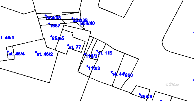 Parcela st. 119 v KÚ Pikárec, Katastrální mapa