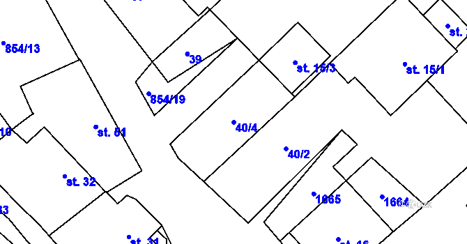 Parcela st. 40/4 v KÚ Pikárec, Katastrální mapa
