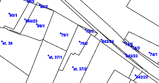 Parcela st. 79/2 v KÚ Pikárec, Katastrální mapa