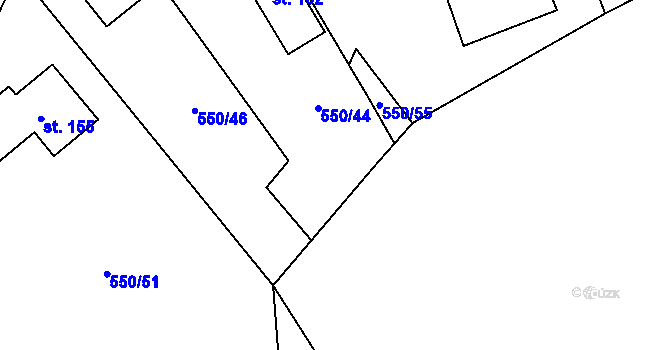 Parcela st. 550/57 v KÚ Pikárec, Katastrální mapa