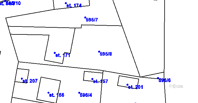Parcela st. 595/8 v KÚ Pikárec, Katastrální mapa