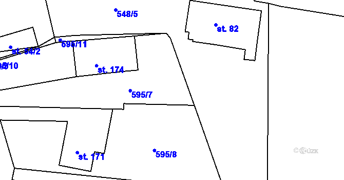 Parcela st. 595/9 v KÚ Pikárec, Katastrální mapa