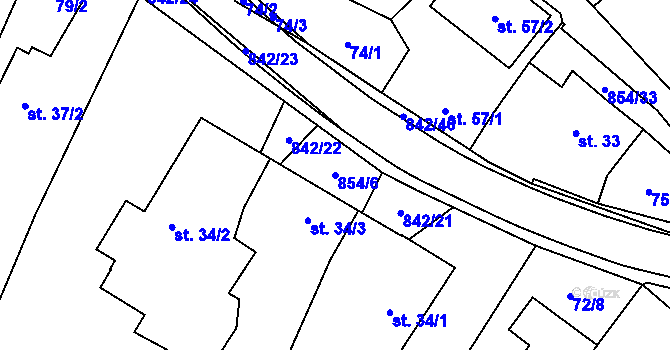Parcela st. 854/6 v KÚ Pikárec, Katastrální mapa