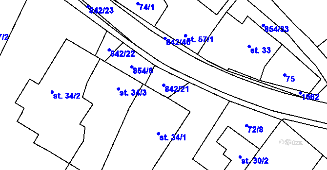 Parcela st. 842/21 v KÚ Pikárec, Katastrální mapa