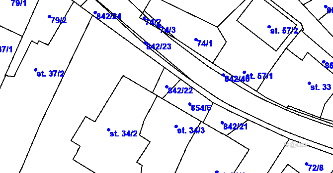 Parcela st. 842/22 v KÚ Pikárec, Katastrální mapa