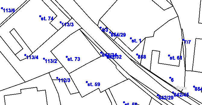 Parcela st. 842/34 v KÚ Pikárec, Katastrální mapa