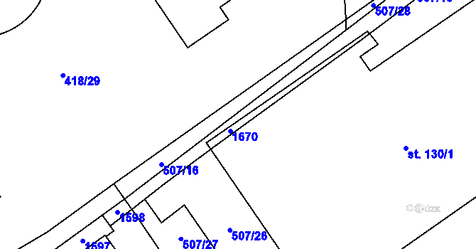 Parcela st. 130/3 v KÚ Pikárec, Katastrální mapa