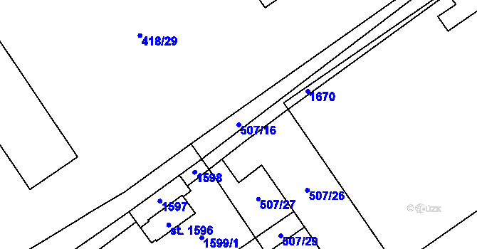 Parcela st. 507/16 v KÚ Pikárec, Katastrální mapa