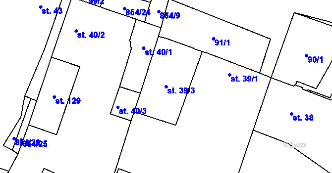 Parcela st. 39/3 v KÚ Pikárec, Katastrální mapa
