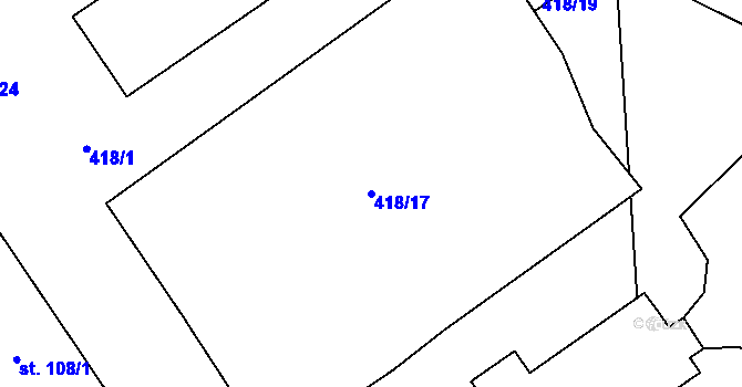 Parcela st. 418/17 v KÚ Pikárec, Katastrální mapa