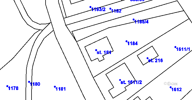Parcela st. 181 v KÚ Pikárec, Katastrální mapa