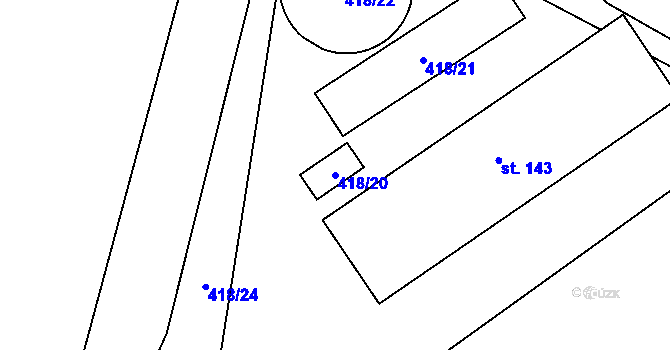 Parcela st. 418/20 v KÚ Pikárec, Katastrální mapa