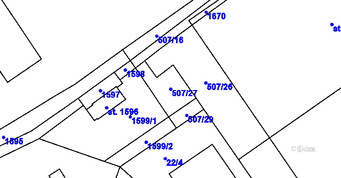Parcela st. 507/27 v KÚ Pikárec, Katastrální mapa