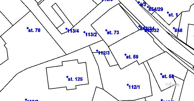 Parcela st. 112/3 v KÚ Pikárec, Katastrální mapa