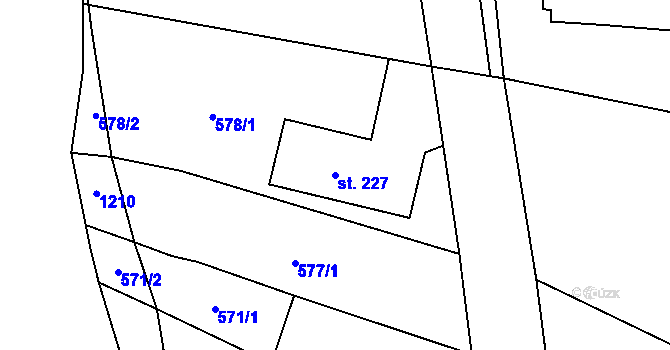 Parcela st. 227 v KÚ Pikárec, Katastrální mapa